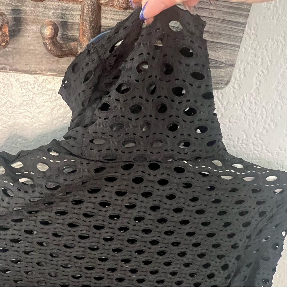 Halfheart • black mesh mock neck minidress; size medium. Fitted EUC - Picture 2 of 7